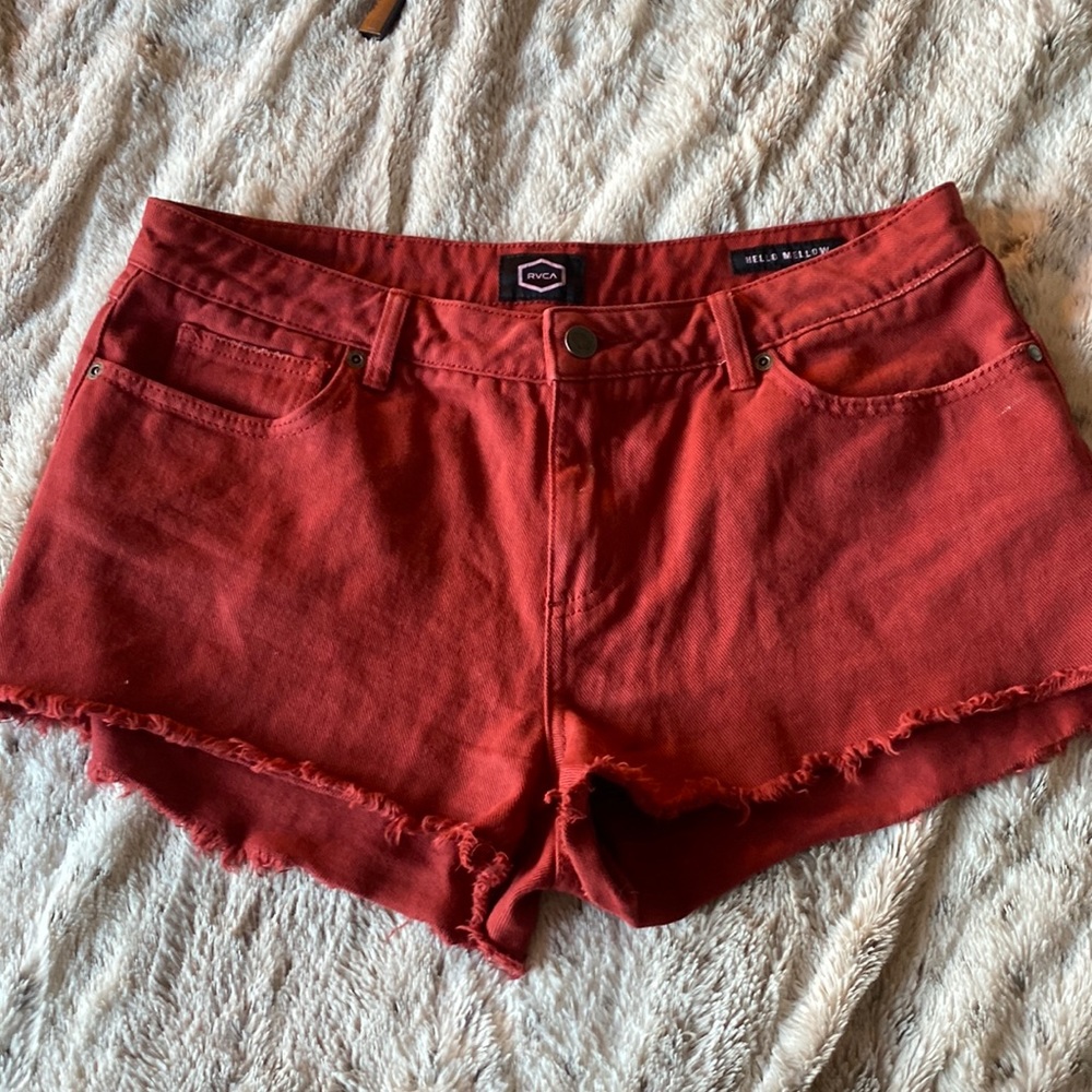 RVCA RUST RED DENIM SHORTS -size 31
